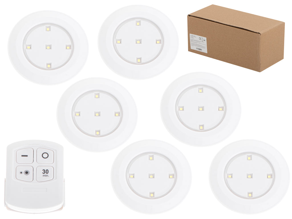 Set 6 Lămpi LED Wireless cu Telecomandă – Iluminat Ambient pentru Mobilier, Scări sau Dulapuri